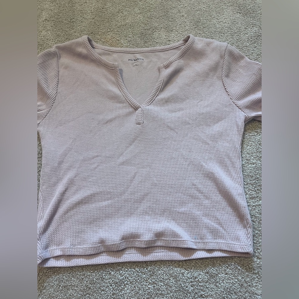 Pacsun Pale Purple Fitted Ribbed Long Sleeve Tee
